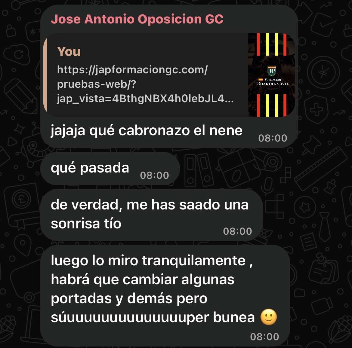 Mensaje de cliente sobre las respuestas recibidas
